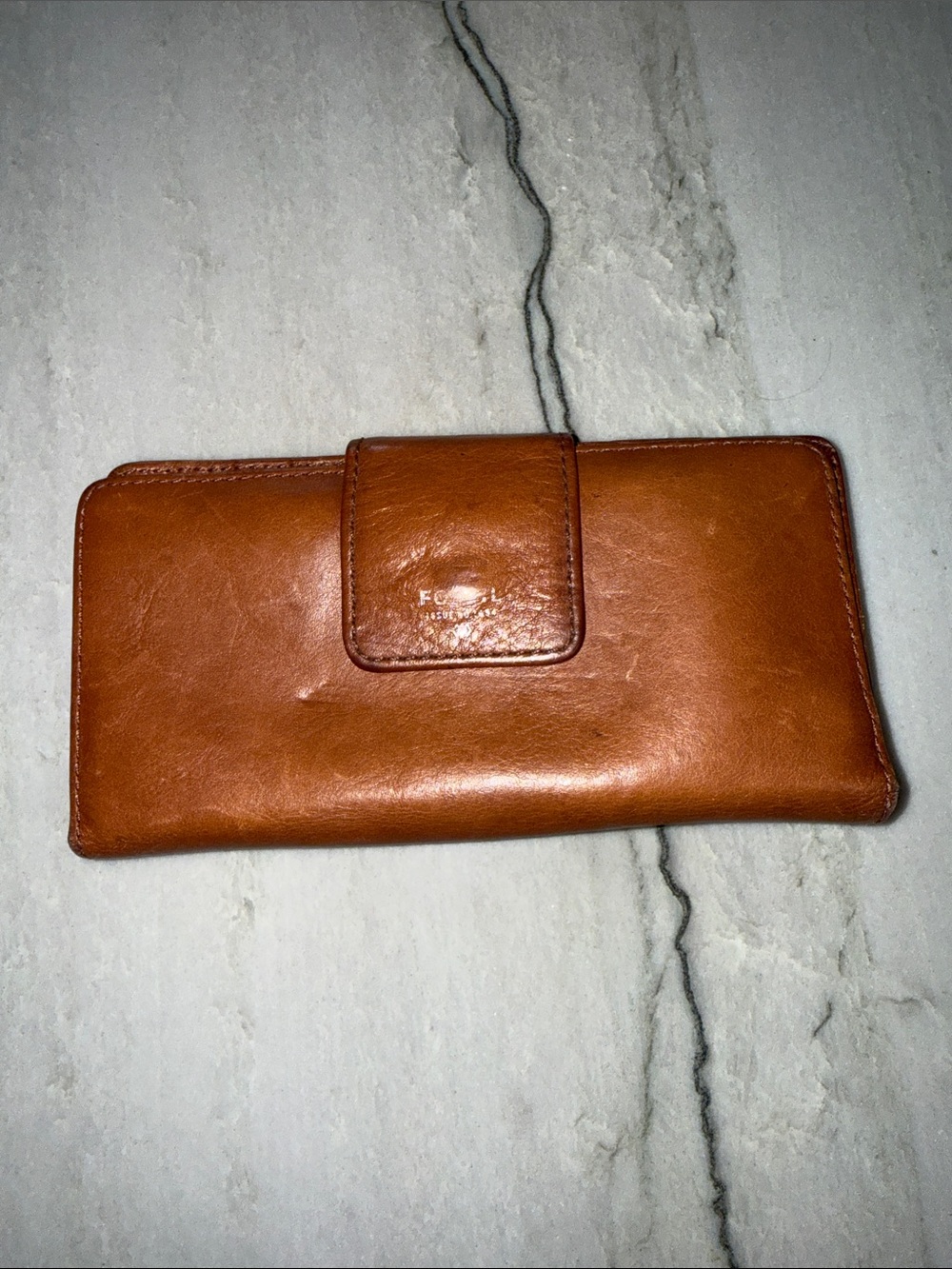 Fossil Leather Wallet in Cognac